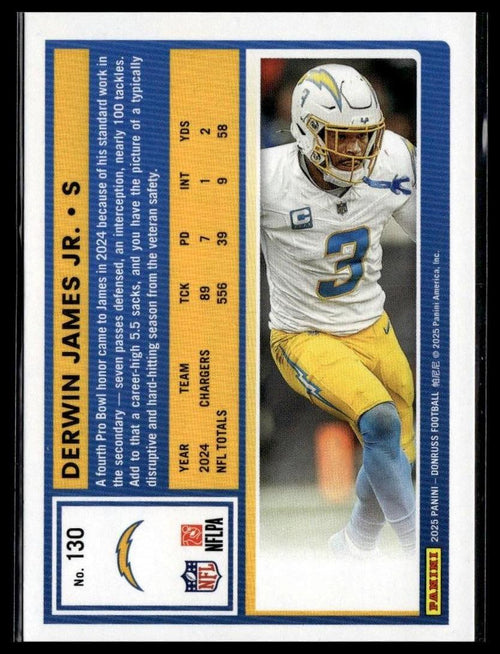 2025 Donruss #130 Derwin James Jr. — back of card