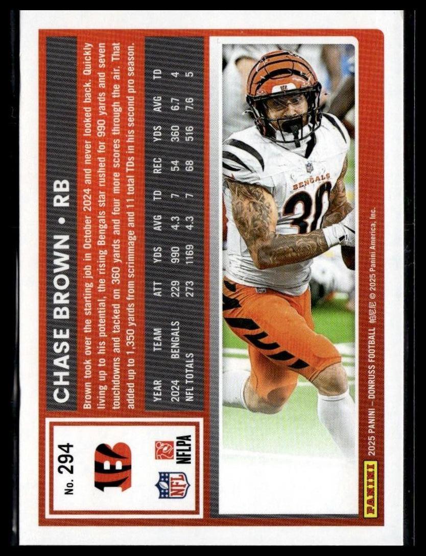 2025 Donruss #294 Chase Brown — back of card