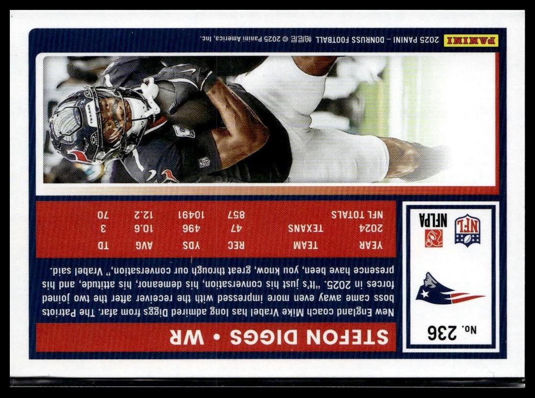 2025 Donruss #236 Stefon Diggs — back of card