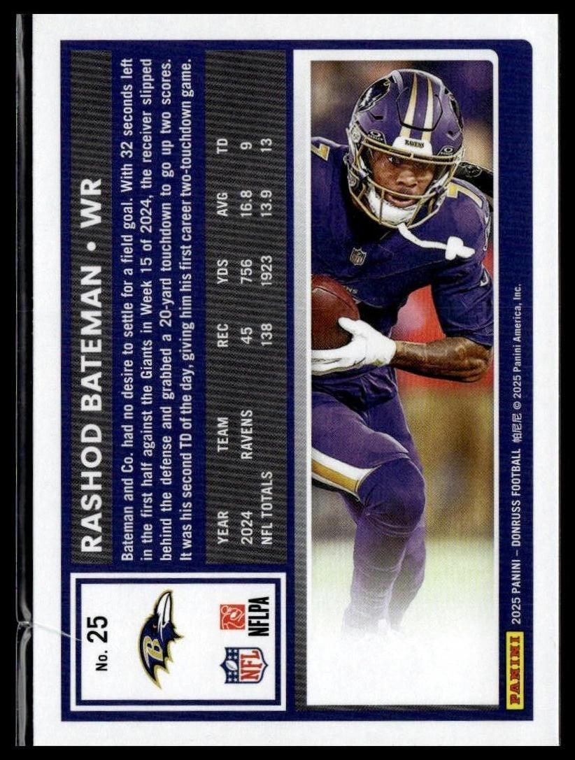2025 Donruss #25 Rashod Bateman — back of card