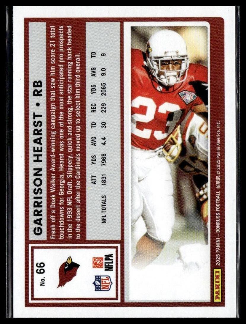2025 Donruss #66 Garrison Hearst — back of card