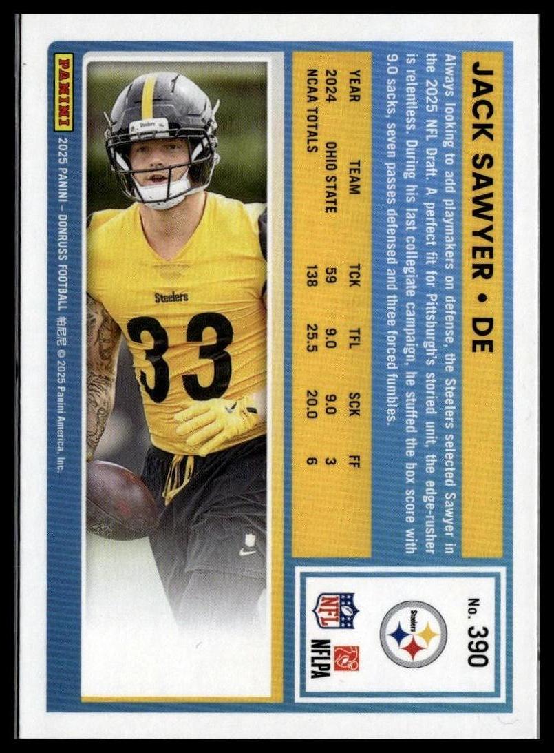 2025 Donruss #390 Jack Sawyer — back of card