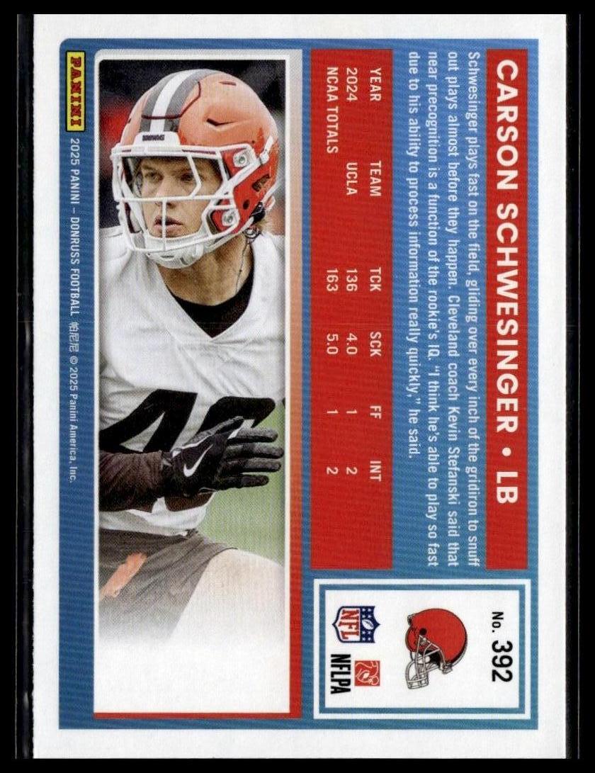 2025 Donruss #392 Carson Schwesinger — back of card
