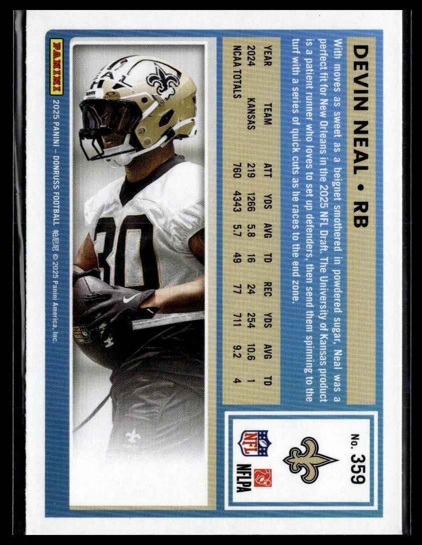 2025 Donruss #359 Devin Neal — back of card