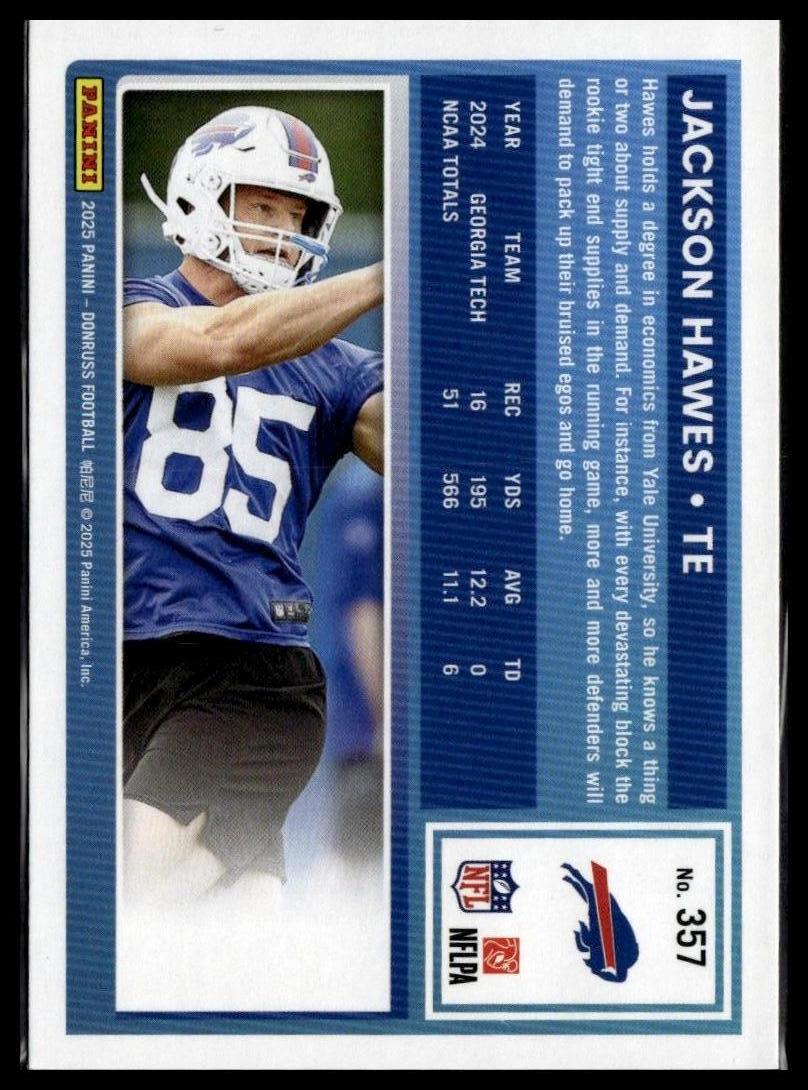 2025 Donruss #357 Jackson Hawes — back of card