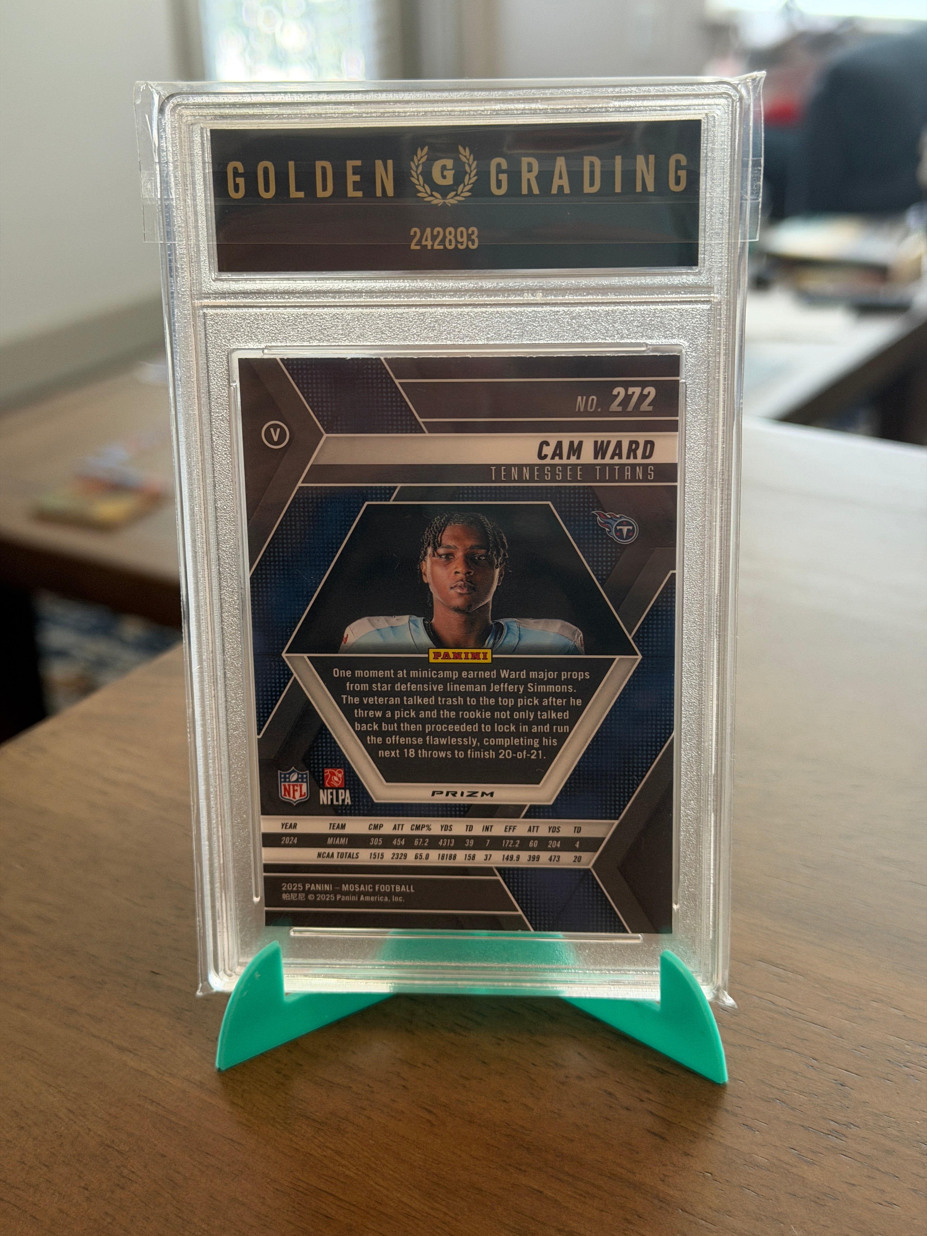 2025 Panini Mosaic - CAM WARD (RC) #272 Red Camo Gem Mint 10 - Titans