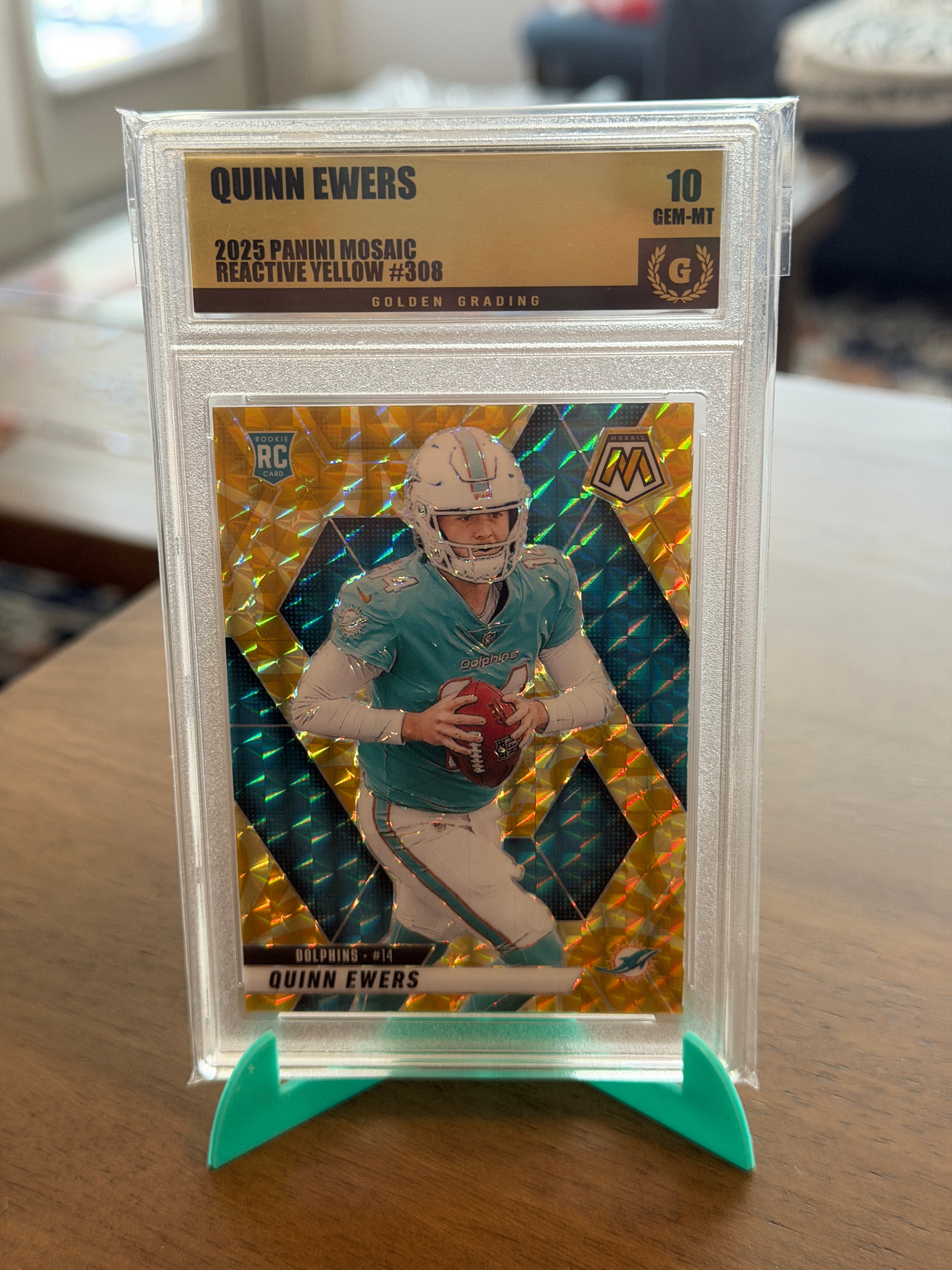 2025 Panini Mosaic - Quinn Ewers (RC) #308 Reactive Yellow - Dolphins