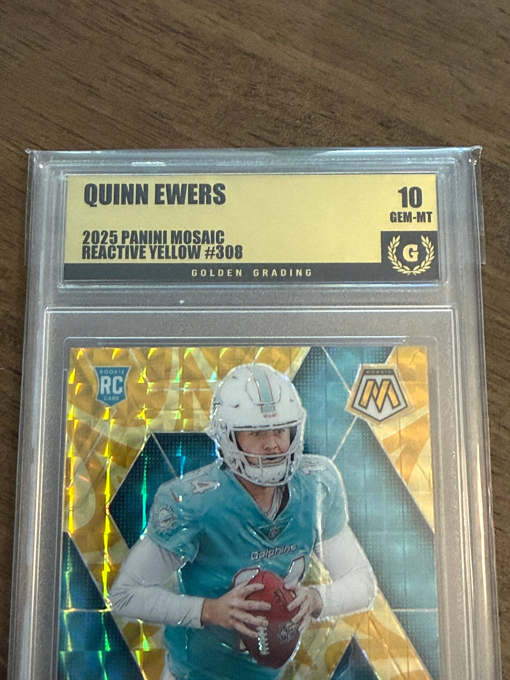 2025 Panini Mosaic - Quinn Ewers (RC) #308 Reactive Yellow - Dolphins