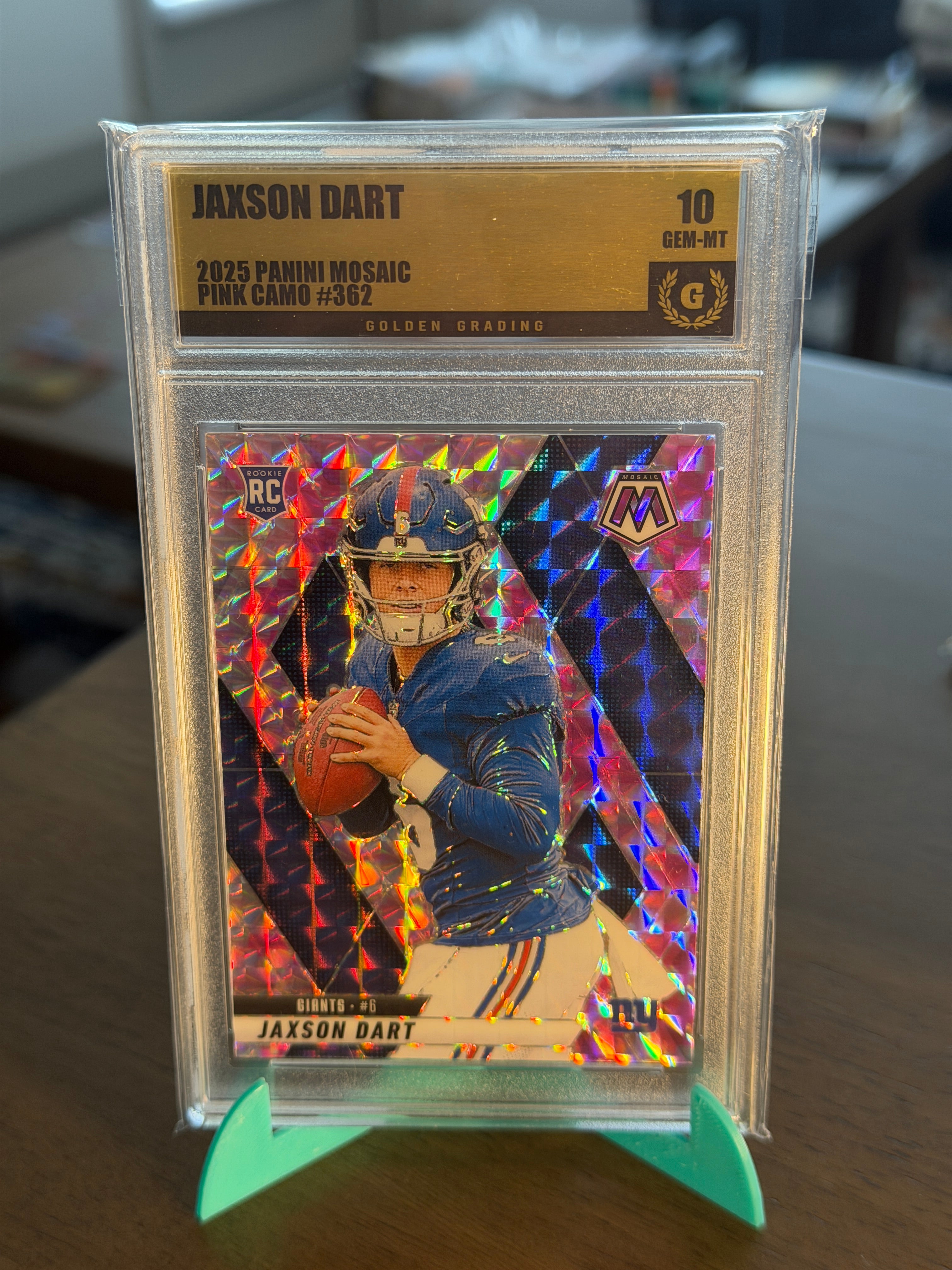2025 Panini Mosaic - Jaxon Dart (RC) Pink Camo #362 - GEM MINT 10 - Giants