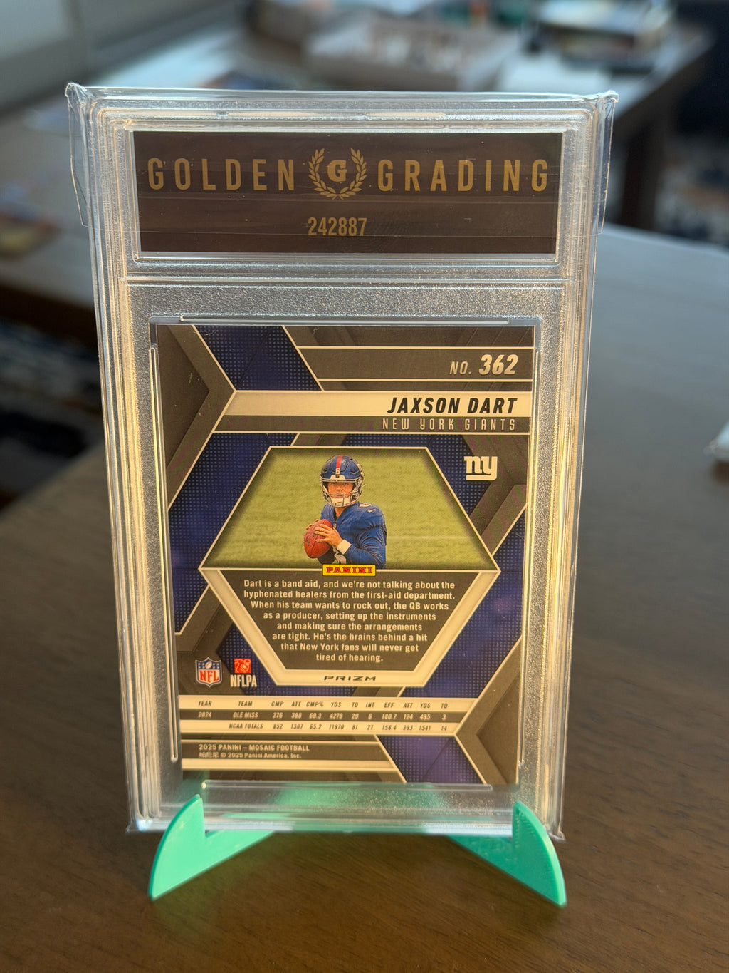 2025 Panini Mosaic - Jaxon Dart (RC) Pink Camo #362 - GEM MINT 10 - Giants