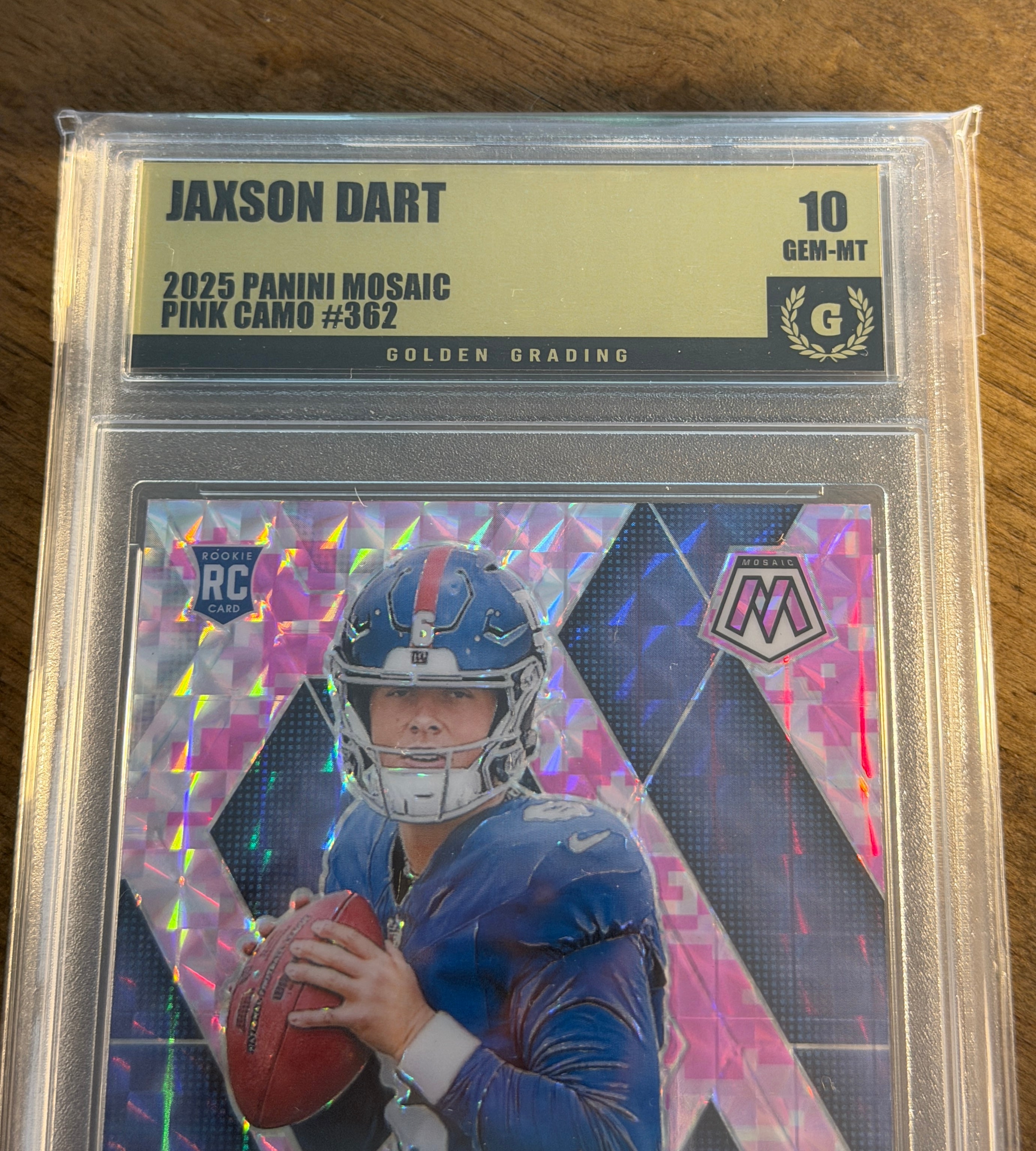 2025 Panini Mosaic - Jaxon Dart (RC) Pink Camo #362 - GEM MINT 10 - Giants