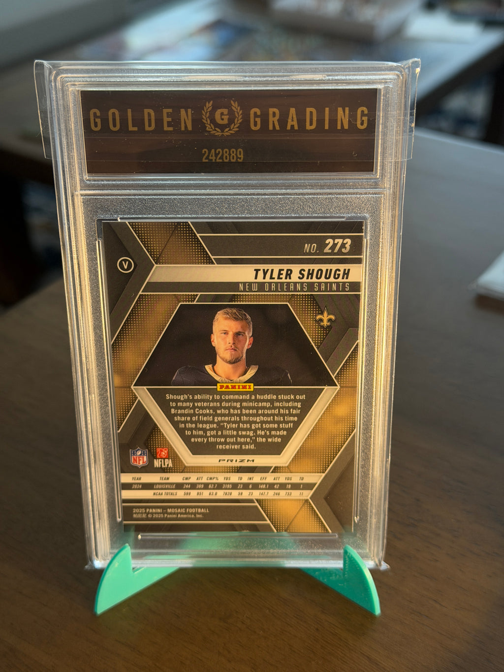 2025 Panini Mosaic - Tyler Shough (RC) Purple Reactive - Gem Mint 10