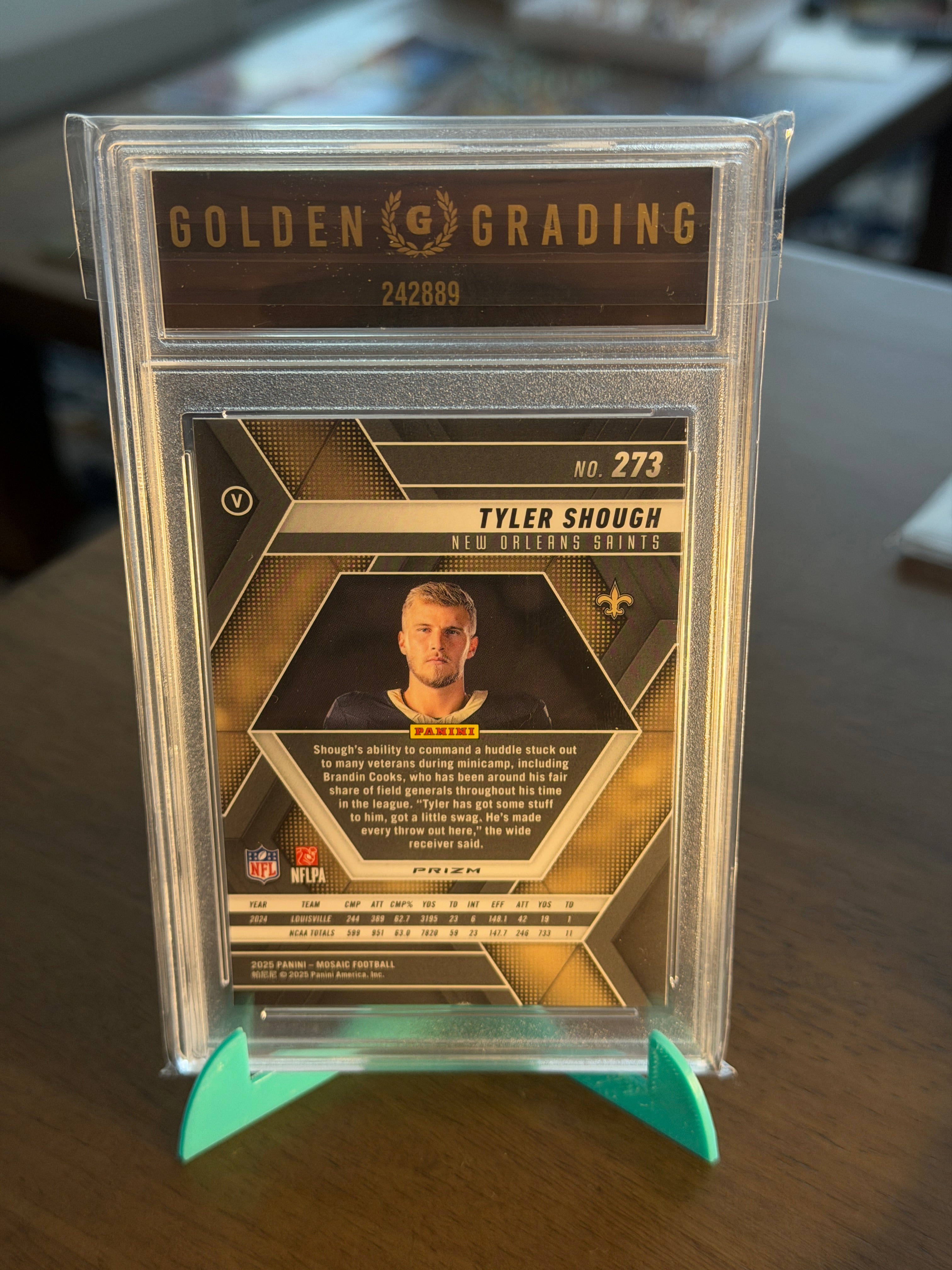 2025 Panini Mosaic - Tyler Shough (RC) Purple Reactive - Gem Mint 10