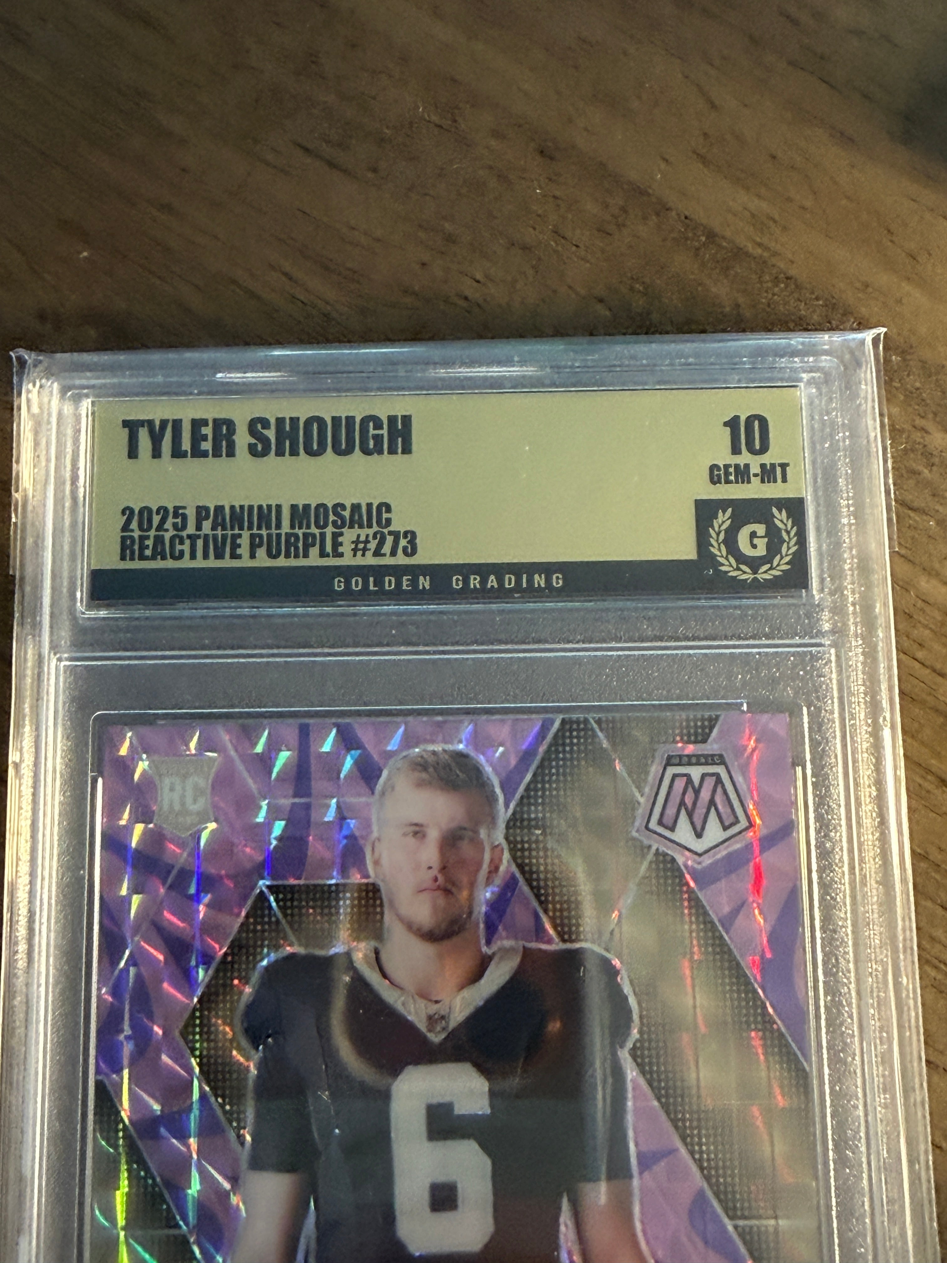 2025 Panini Mosaic - Tyler Shough (RC) Purple Reactive - Gem Mint 10